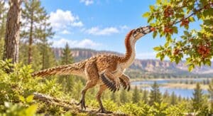 dinozaur żywiący się owocami