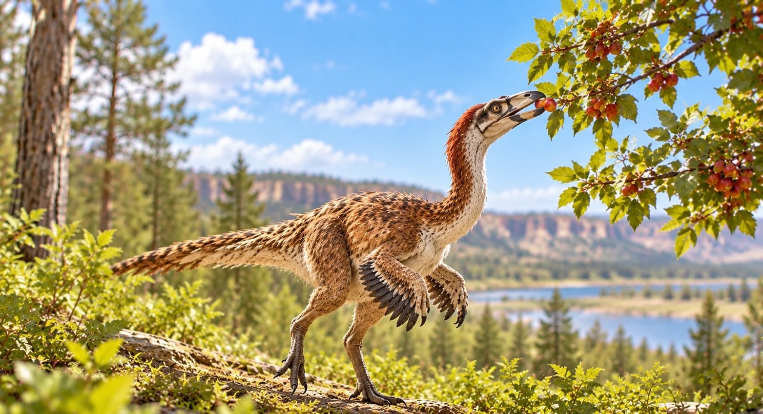 dinozaur żywiący się owocami